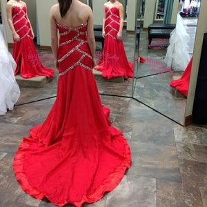 Prom Pageant Dress Size 2 Prima Donna Collection Rachel Allan Red 100% Silk New